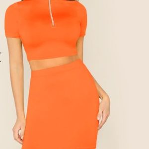 Neon Orange Crop Set